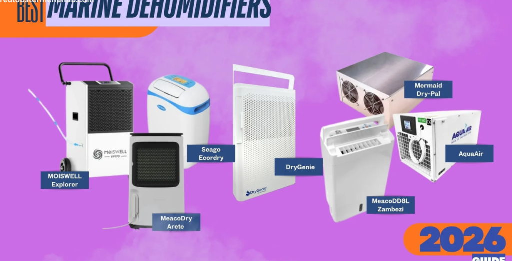 Dehumidifier running inside a boat cabin