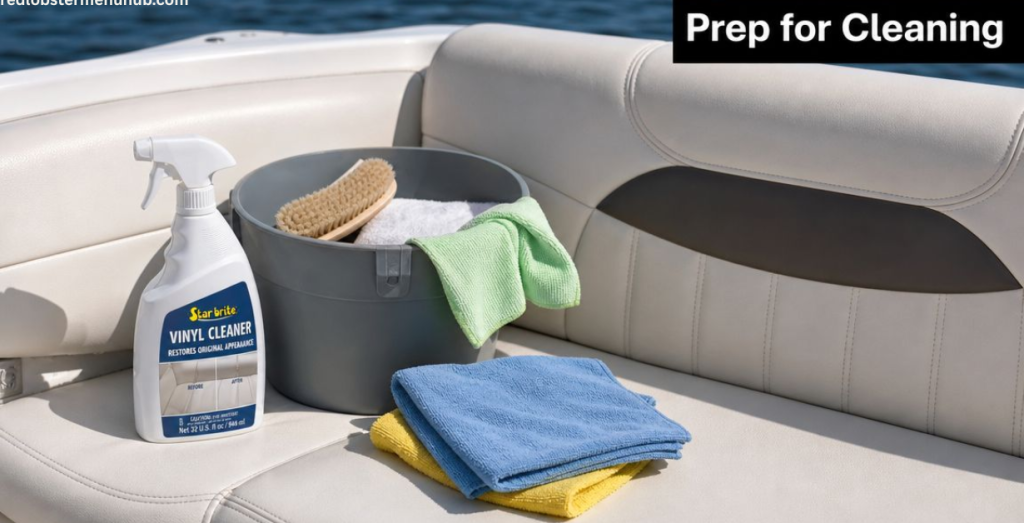 Boat seat cleaner used on marine upholstery
