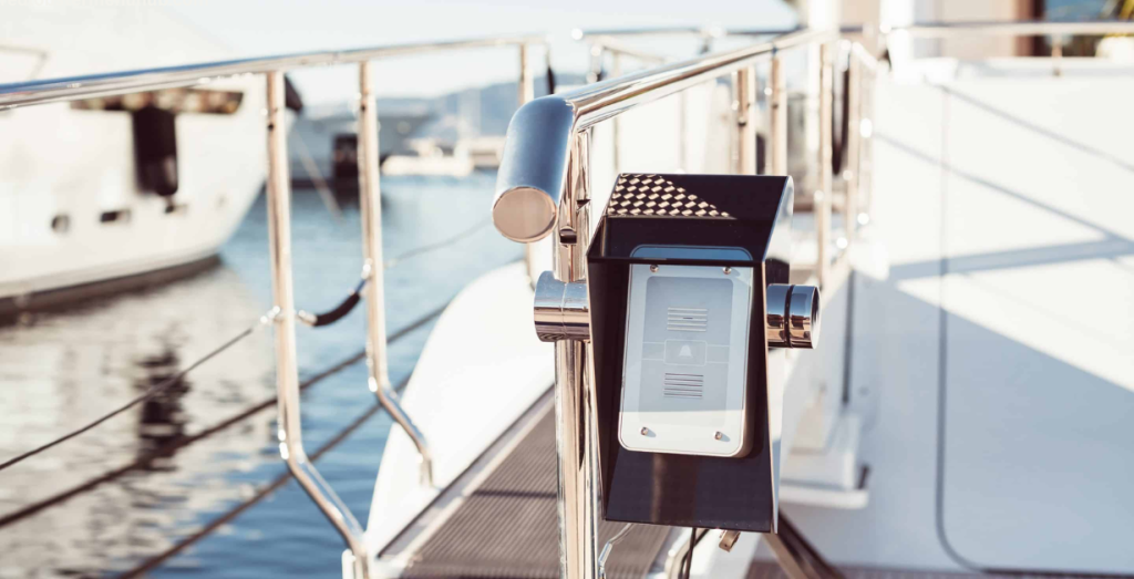 Boat security system installed on a marine vessel