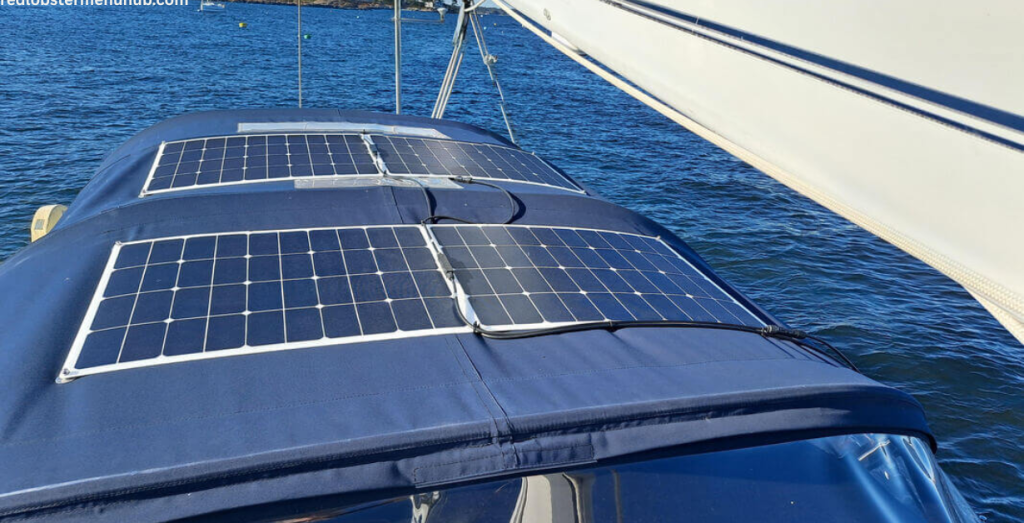 olar panel charging a marine boat battery