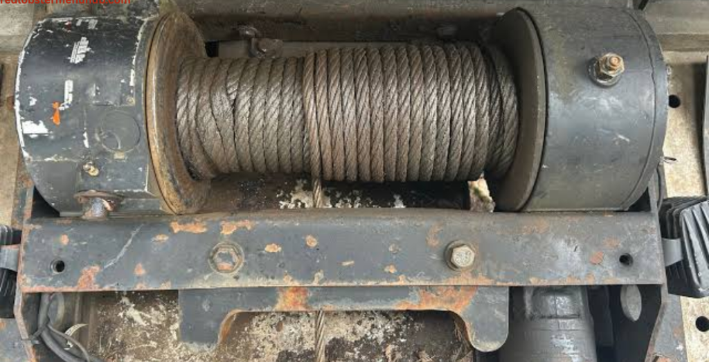 Excess grease around boat winch mechanical components