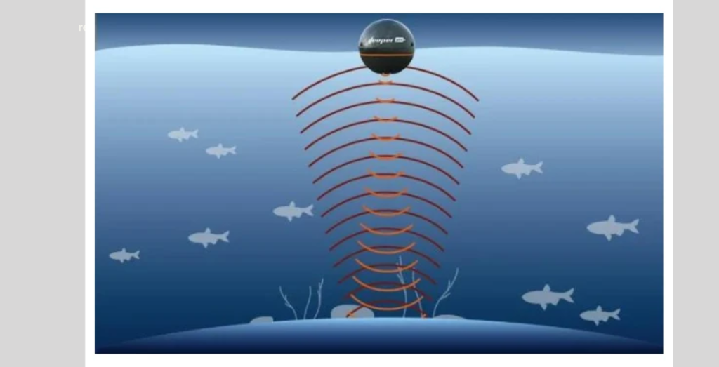 Boat depth sounder displaying underwater depth readings