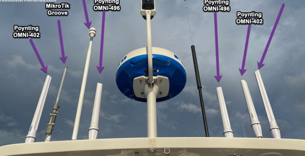 Boat Wi-Fi extender being installed for better wireless coverage