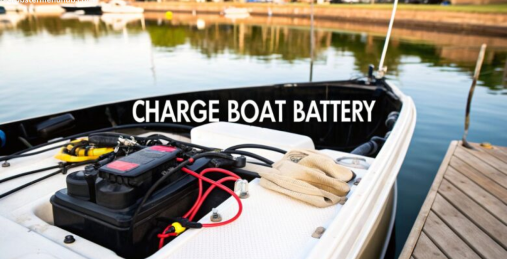 Automatic marine battery charger maintaining a boat battery