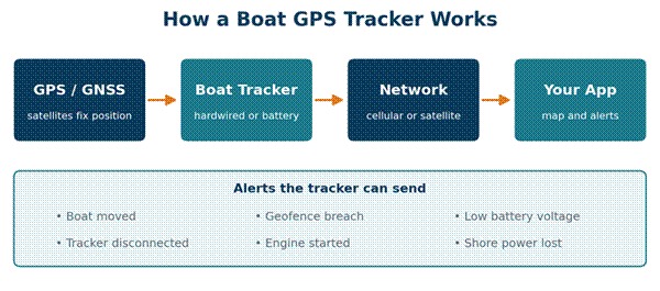 How a boat GPS tracker works to monitor vessel location