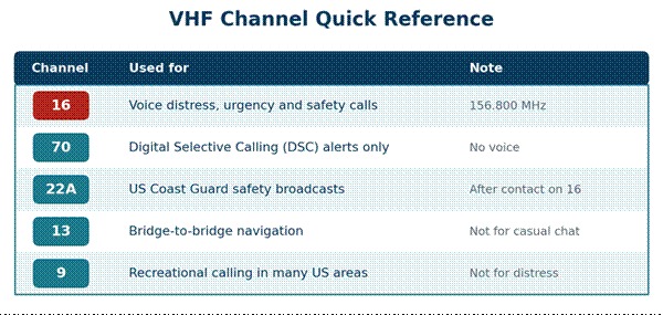 What is VHF Channel 9 used for on a boat