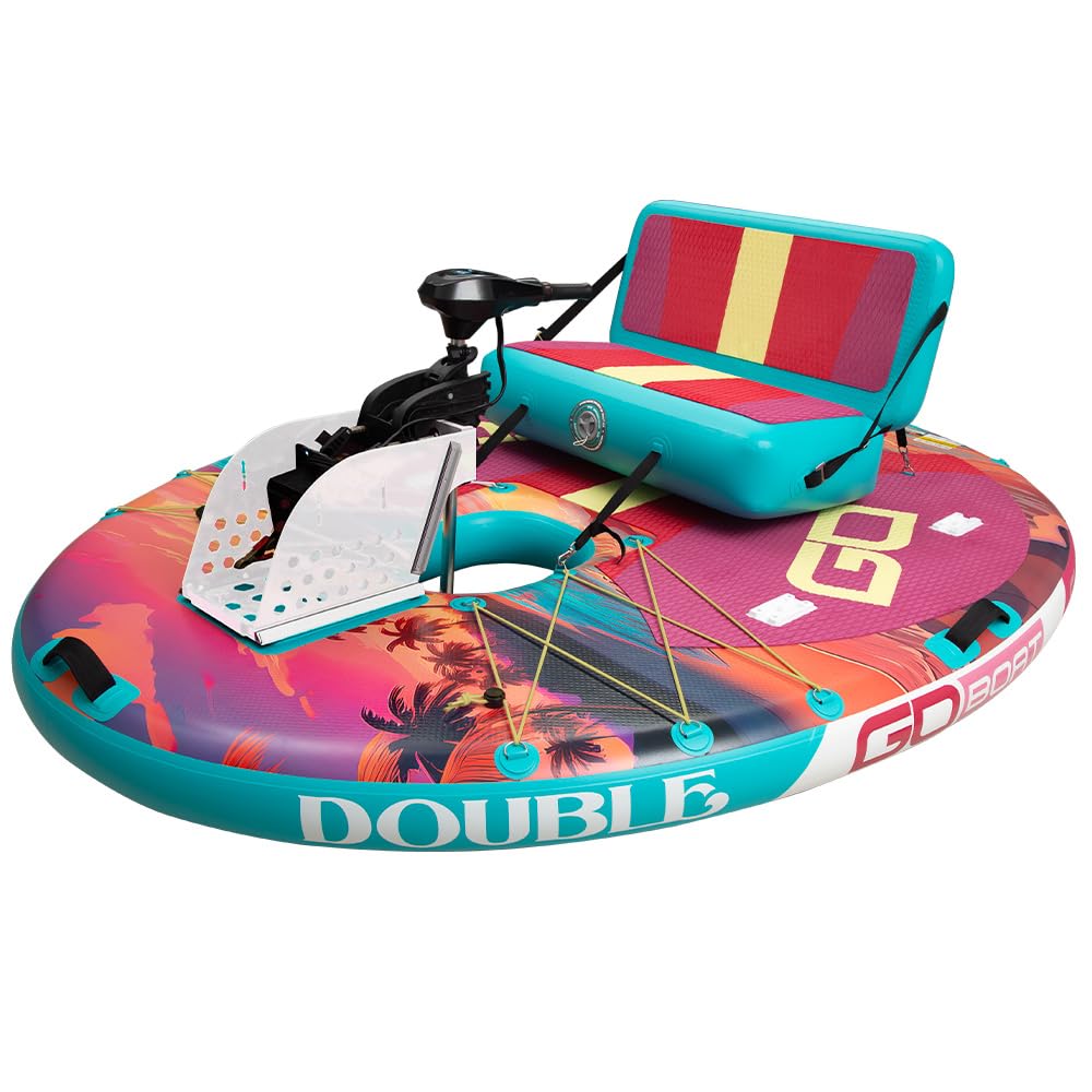 GoBoat Double Sunset – 2‑Person Inflatable Boat with Tropical Design